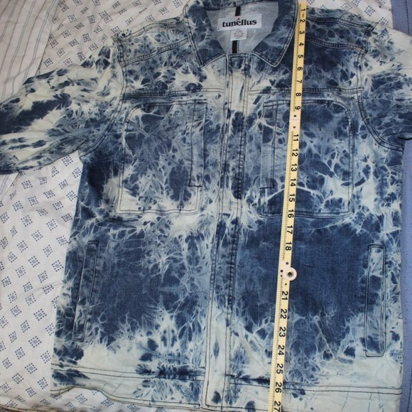 Blue Tunellus Men's Tie Dye Denim Jacket size L - Picture 9 of 12